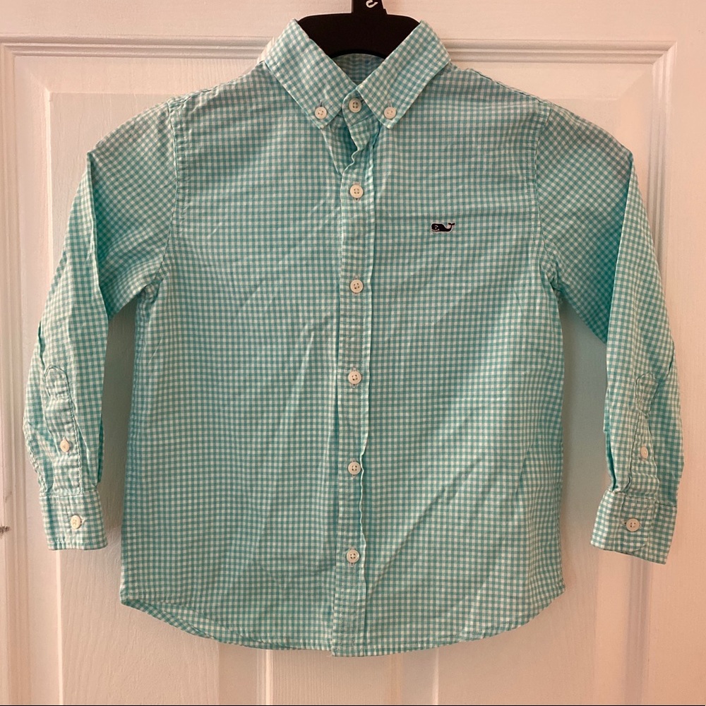 Vineyard Vines Teal Checkered Button Up Shirt